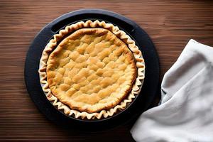 manzana tarta en un mesa estético estudio disparar para comercial márketing y promoción. foto