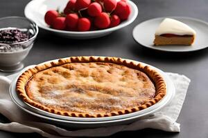 Apple pie in a table aesthetic studio shoot for commercial marketing and promotion. photo