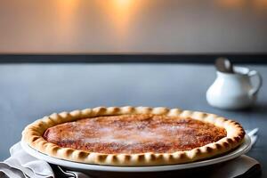 Apple pie in a table aesthetic with some negative space studio shoot for commercial marketing and promotion. photo