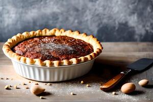 manzana tarta en un mesa estético estudio disparar para comercial márketing y promoción. foto