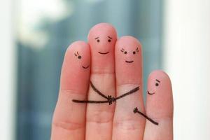 Fingers art of family. Concept of love, friendship, happiness. photo