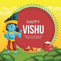 Traditional Indian Kerala Festival Happy Vishu banner design template vector