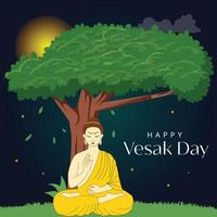 Creative design of happy Vesak Day Or Buddha Purnima banner template vector