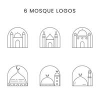 conjunto de seis mezquita línea logos musulmán islámico logo diseños minimalista línea logos vector