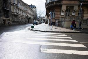 Cross pedestrian in one of street Ivano Frankivsk. photo