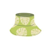 Panama with floral pattern, bucket hat. Vector illustration isolated on white background.