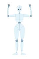 Humanoid robot performance semi flat color vector character. Human-like dance movement. Editable full body figure on white. Simple cartoon style spot illustration for web graphic design and animation