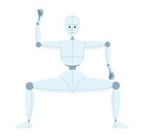 Humanoid robot break dance semi flat color vector character. Human-like movement. Editable full body figure on white. Simple cartoon style spot illustration for web graphic design and animation