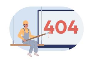 Site under maintenance vector empty state illustration. Editable 404 not found page for UX, UI design. Flat character on cartoon background. Colorful website error flash message