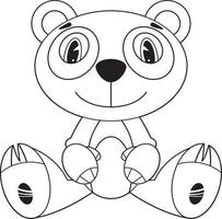 Cute Cartoon Panda Bear Line Art vector