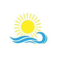 Dom y mar icono vector. amanecer y puesta de sol ilustración signo. playa vacaciones símbolo. olas logo. vector