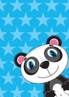 linda dibujos animados panda oso personaje con estrellas vector