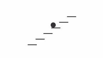 Animated climbing ladder loader. Bouncing ball. Simple black and white loading icon. 4K video footage with alpha channel transparency. Wait-animation progress indicator for web UI design