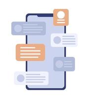 Mobile phone with notifications overload semi flat color vector device screen. Editable icon. Full sized element on white. Simple cartoon style spot illustration for web graphic design and animation