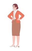 Confident office lady with hands on hips semi flat color vector character. Editable figure. Full body person on white. Simple cartoon style spot illustration for web graphic design and animation