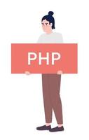 PHP developer semi flat color vector character. Learning programming language. Editable concept. Simple cartoon style spot illustration for web graphic design and animation