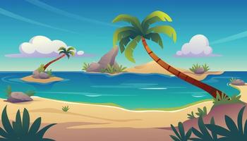 Tropical Beach Landscape premium vector illustration