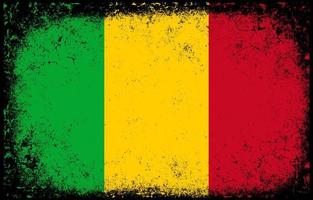 old dirty grunge vintage mali national flag illustration. vector