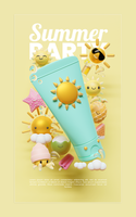 Summer Social Media Story Template With Sun Lotion 3D Render Illustration psd