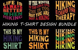 Hiking t shirt design bundle wave font and warp designs vector