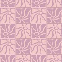 Groovy abstract textured flower. Retro sand checkered background with daisies. vector