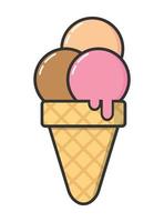 Ice cream cone with three scoops vector