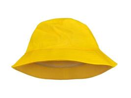 yellow bucket hat isolated on white background photo