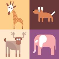 animals fish and birds bundle of vector icons