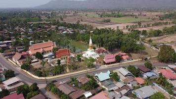 Aerail view of temple in thailand in mountain in Nongbua lumphu. video