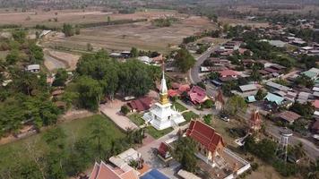 Aerail view of temple in thailand in mountain in Nongbua lumphu. video