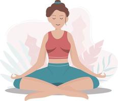 woman in yoga pose vector