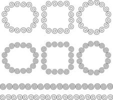 black scroll frames and border patterns vector