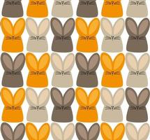 Children's background with colorful hares. Yellow, gray and brown rabbit. Easter pattern. Horizontal and vertical rabbit vector