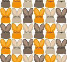 Children's background with colorful hares. Yellow, gray and brown rabbit. Easter pattern. Horizontal and vertical rabbit vector