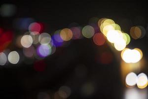 Colorful Defocus Abstract bokeh light effects on the night black background texture photo