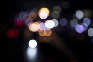 Colorful Defocus Abstract bokeh light effects on the night black background texture photo