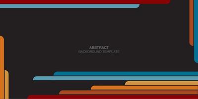 Abstract 1970's style colorful stripes frame on black background. vector