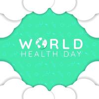 World health day greeting text design on April 7th, world health day special with paper style cloud frame vector