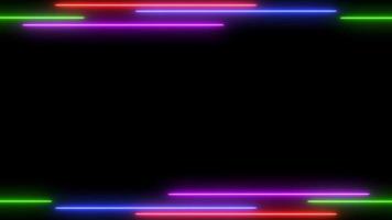 colorful laser effect. glowing neon frame background with empty space area. repetitive motion neon line animation. Bright neon light effect isolated on black. 4K graphic animation video