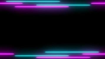 tosca blu e viola laser effetto. raggiante neon telaio sfondo con vuoto spazio la zona. ripetitivo movimento neon linea animazione. luminosa neon leggero effetto isolato su nero. 4k grafico animazione video