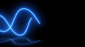 neon sign background. Wavy blue laser motion animation, 4k video