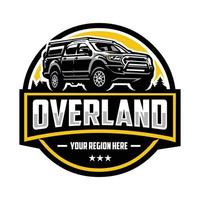 Premium Overland Double Cabin Truck Vector Circle Emblem Logo Template. Best for Outdoor Adventure Automotive Sport Related Logo