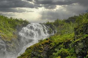 Rainy day at Norwegian fjord photo