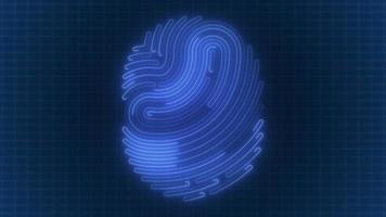 digitaal biometrisch vingerafdruk scannen achtergrond. lus, vol hd blauw technologie beweging achtergrond animatie. video