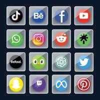 nuevo móvil social medios de comunicación icono colección vector