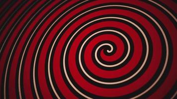 Jahrgang, hypnotisch Zirkus Stil Spiral- Bewegung Hintergrund Animation. farbig Rot, schwarz und Beige, diese Americana gestylt Hintergrund ist voll hd und ein nahtlos Schleife mit hinzugefügt Staub und Kratzer. video