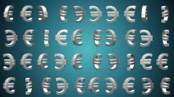 girevole argento Euro moneta simboli movimento sfondo. loopable e pieno hd. video