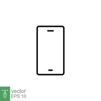 móvil teléfono línea icono. sencillo contorno estilo. mínimo teléfono inteligente, teléfono, célula teléfono, tecnología concepto. vector ilustración aislado en blanco antecedentes. eps 10