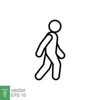 Walk line icon. Simple outline style. Pedestrian, man, pictogram, human, side, walkway concept symbol. Vector illustration isolated on white background. EPS 10.