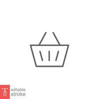 Shopping basket icon. Simple line style for web template and app. Shop, cart, bag, store, online, purchase, buy, retail, vector illustration design on white background. Editable stroke EPS 10.